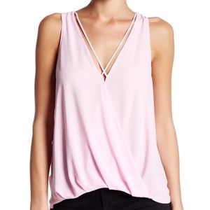 Lush Light Pink Strappy Sleeveless Surplice Blouse